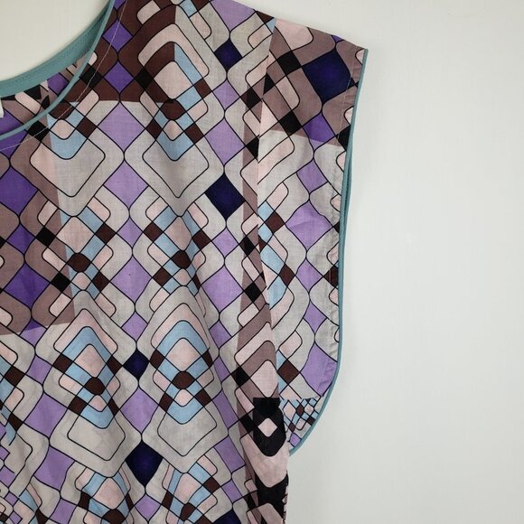 Lolita Jaca St Barth Top Lightweight Cotton Smocked Purple Print Size Small - Picture 5 of 8